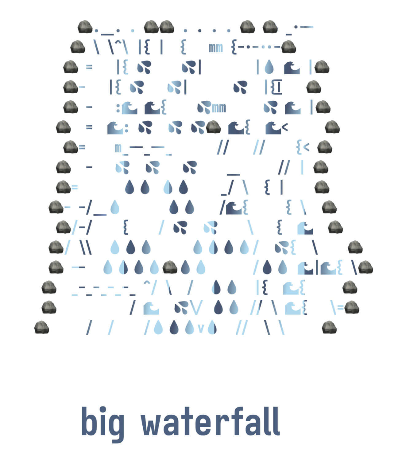 an ascii art waterfall made of emojis