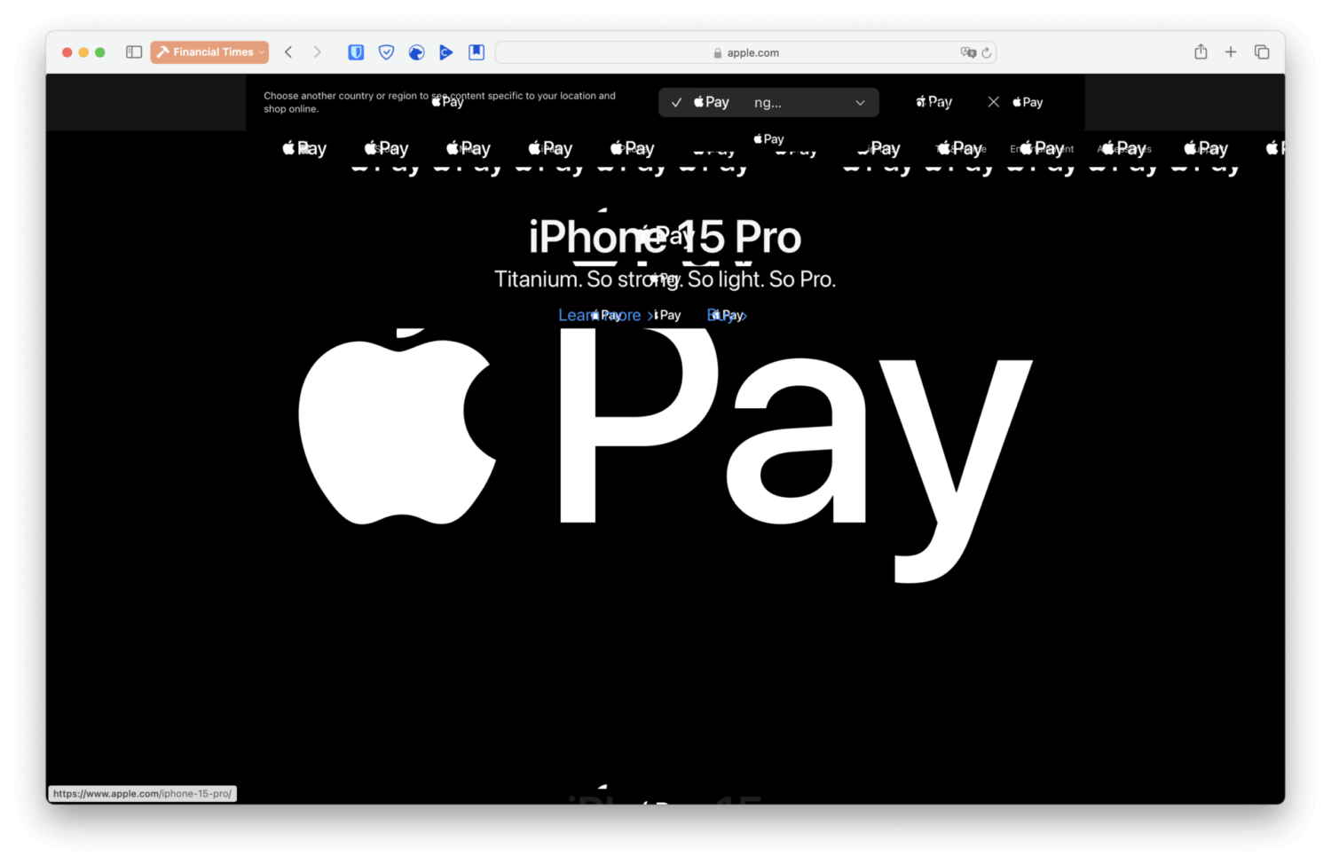 apple.com but every dom element is the apple pay icon, which is the apple icon
followed by the word "Pay"