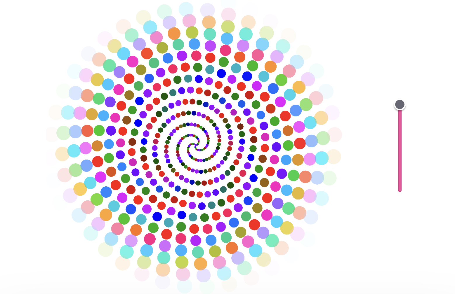 an exceedingly colourful spiral of dots